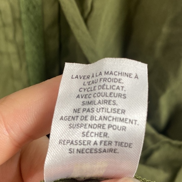 Sun & Shadow Olive Green Button Front Lace Ribbon Accent Blouse - Size Large - Picture 9 of 12